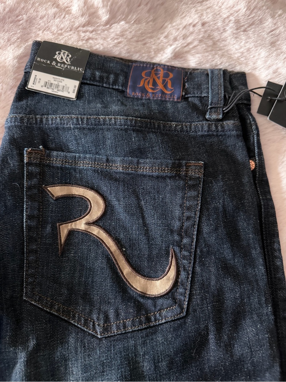 Rock & Republic Woman’s Kasandra Nightlife Denim Jeans Embroidered Pocket sz 16